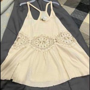 Women’s Cream Vintage Havana Tank w/ Lace Cutout Size S